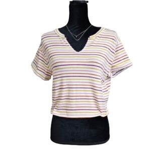 Lush women's medium rainbow stripe crop top